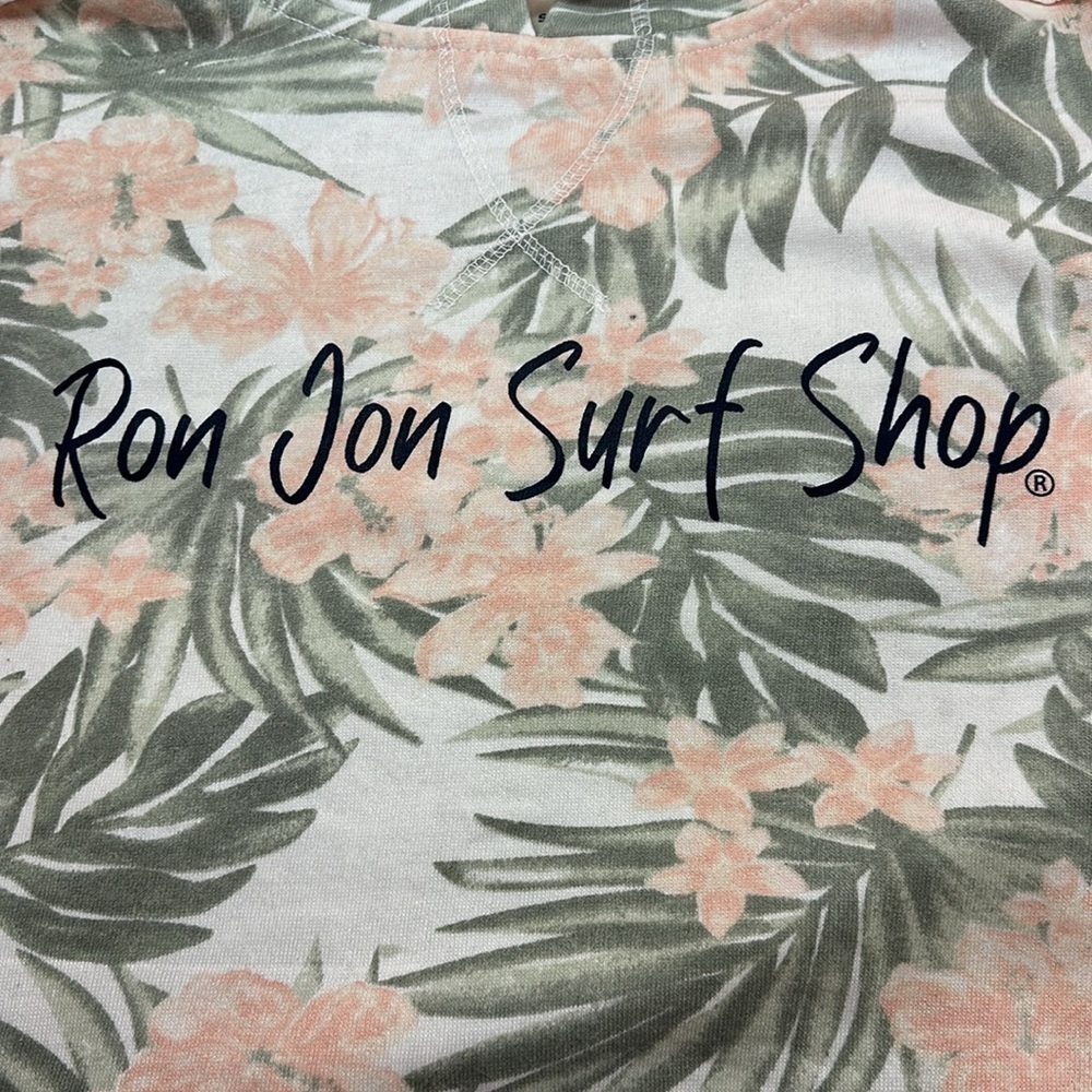 Ron Jon Surf Shop Cropped Tropical Leaf Hoodie Boxy Fit Cotton Blend NWT Small - Picture 7 of 15